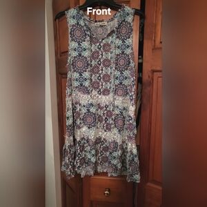 Mandala Print Sleeveless Shift Dress